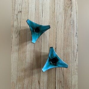 Elegant Teal Ceramic Candle Holders
